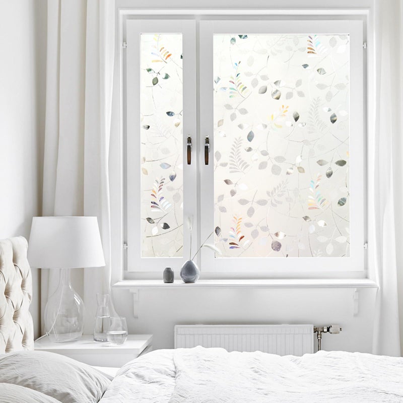 LEMON CLOUD Window Privacy Film Stained Static Cling Glass Film 3D Decorative Colorful Glass Window Sticker, Privacy Frosted Covering for Home Sliding Door(23.6 x 78.7 Inch, Rainbow Leaf) - Image 4